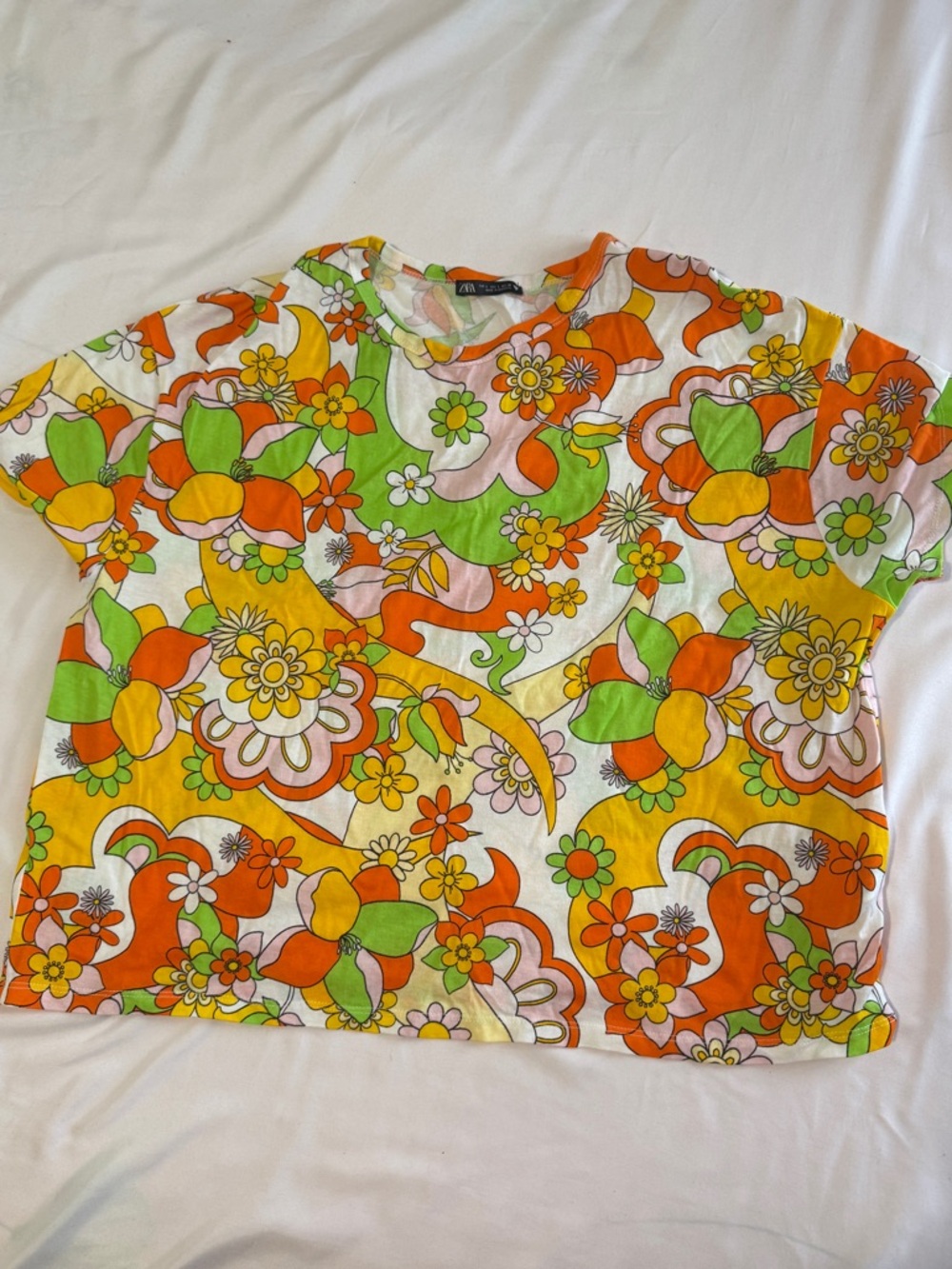 Zara Kids Floral Tee in Orange, Yellow & Green